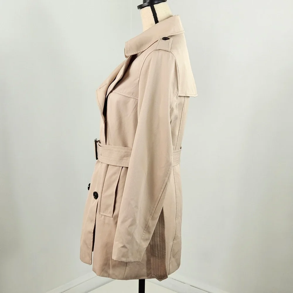 Lands' End Womens Tan Trench Coat NEW Size 4 Double Breasted Belted